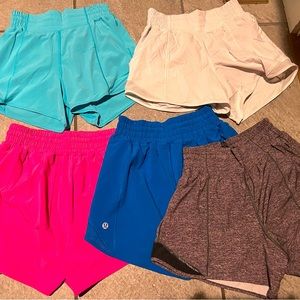 5 Pairs of lululemon Hotty Hot High Rise shorts size 2